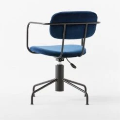 Nyle Navy Blue Velvet Office Chair -Furniture Sales Store NyleNavyVlvtChair3QBSSS23