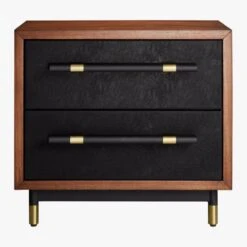 Oberlin 2-Drawer Faux Leather And Wood Nightstand -Furniture Sales Store OberlinNighstandS18
