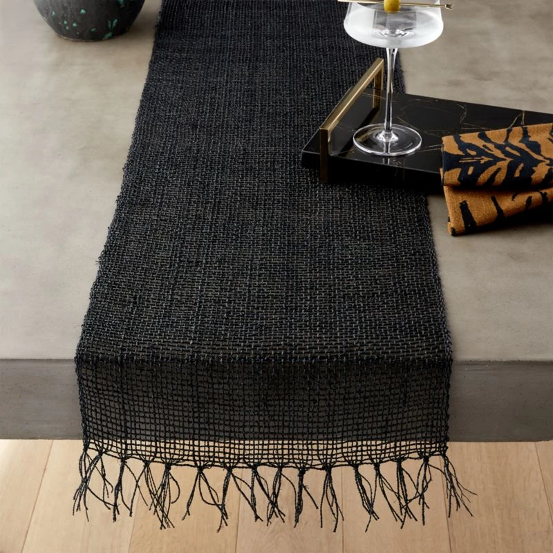 Open Weave Black Table Runner 14"x90" 2 Open Weave Black Table Runner 14"x90" - Image 2