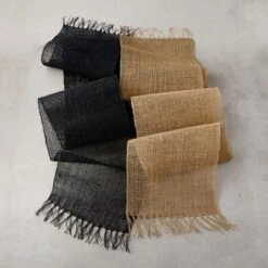 Open Weave Black Table Runner 14"x90" 6 Open Weave Black Table Runner 14"x90" -Furniture Sales Store OpenWeaveRnnrBlkNNatGrpFHS21