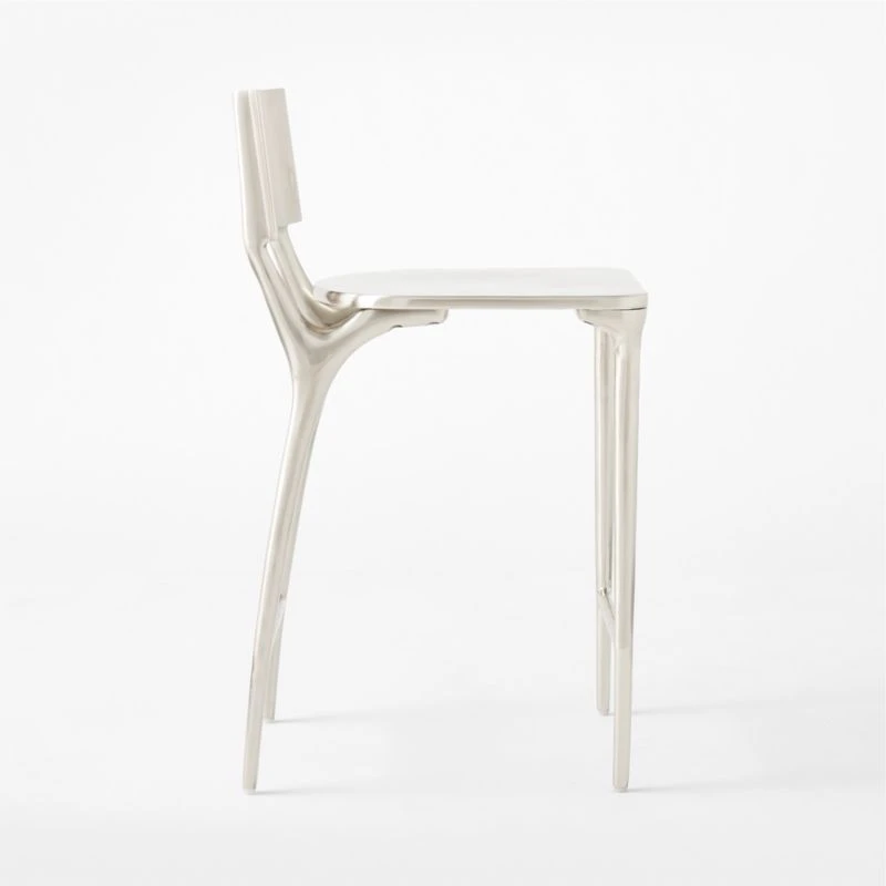 Oro Polished Silver Counter Stool Set Of 2 5 Oro Polished Silver Counter Stool Set Of 2 - Image 5