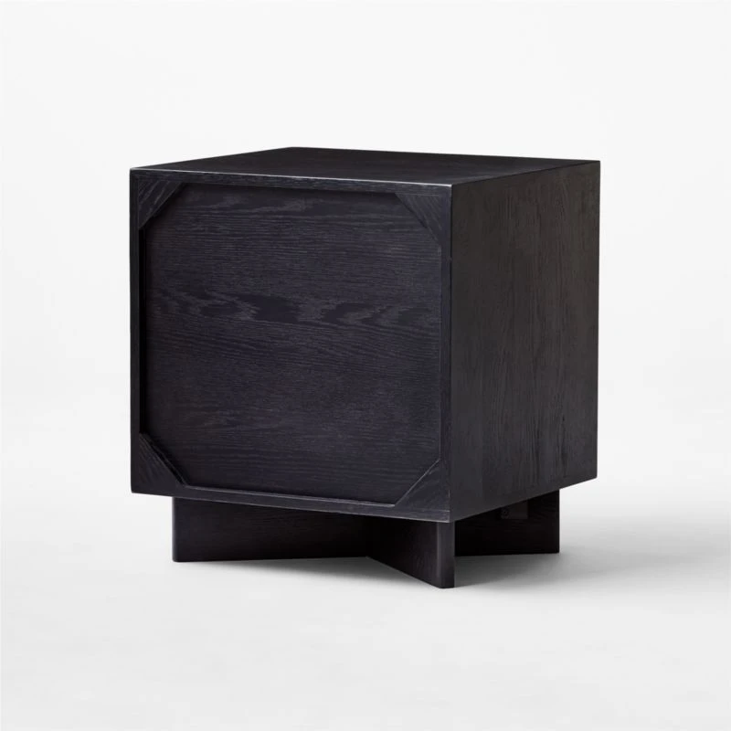 Paseo 2-Drawer Carved Black Oak Wood Nightstand 6 Paseo 2-Drawer Carved Black Oak Wood Nightstand - Image 6