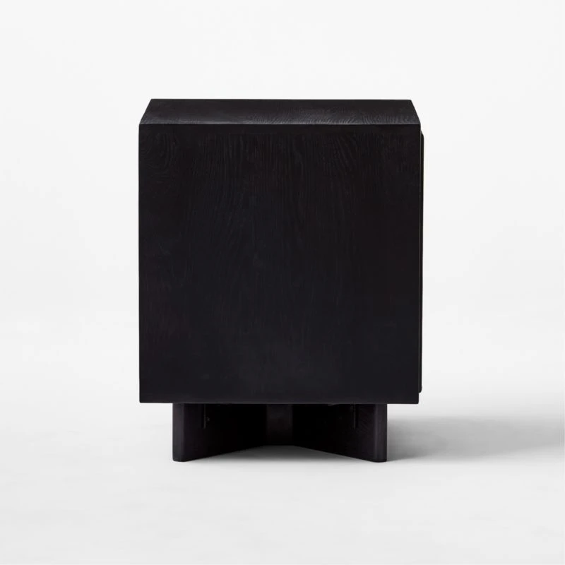 Paseo 2-Drawer Carved Black Oak Wood Nightstand 5 Paseo 2-Drawer Carved Black Oak Wood Nightstand - Image 5