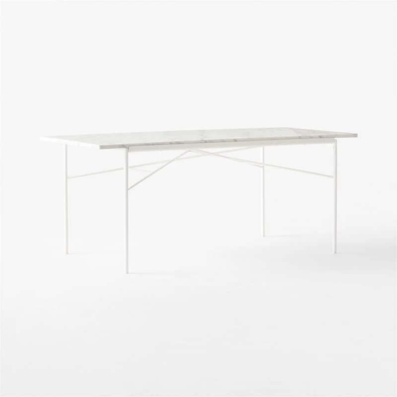 Pavilion Ivory Metal Outdoor Dining Table With Marble Top Model 6141 4 Pavilion Ivory Metal Outdoor Dining Table With Marble Top Model 6141 - Image 4