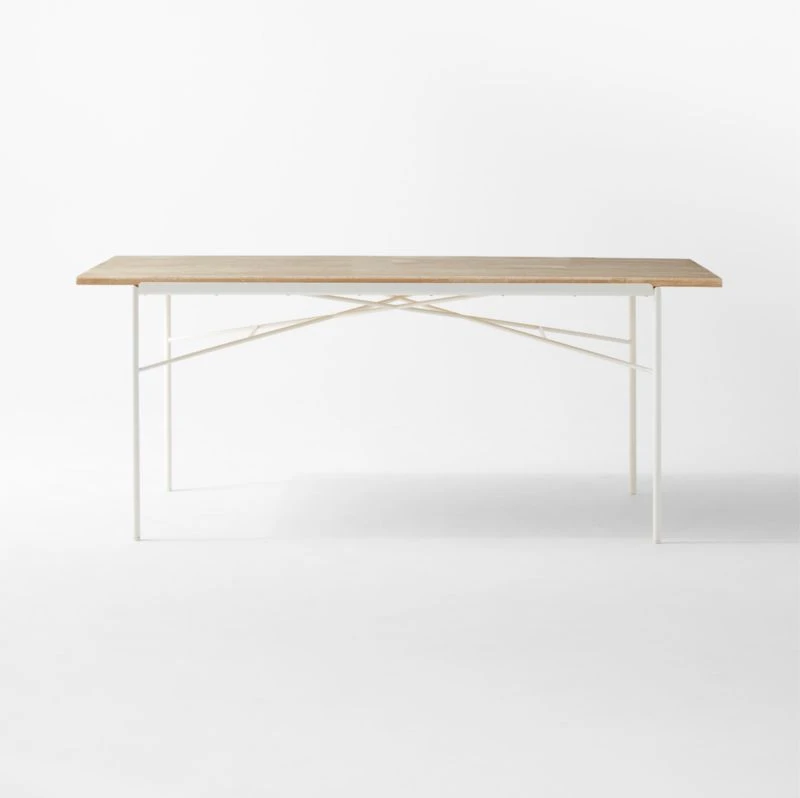 Pavilion Ivory Metal Outdoor Dining Table With Travertine Top Model 6141 3 Pavilion Ivory Metal Outdoor Dining Table With Travertine Top Model 6141 - Image 3