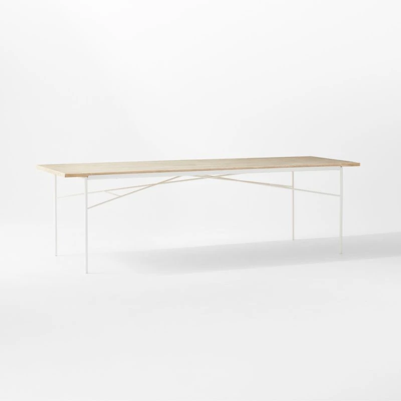 Pavilion Large Ivory Metal Outdoor Patio Dining Table With Travertine Top Model 6142 3 Pavilion Large Ivory Metal Outdoor Patio Dining Table With Travertine Top Model 6142 - Image 3