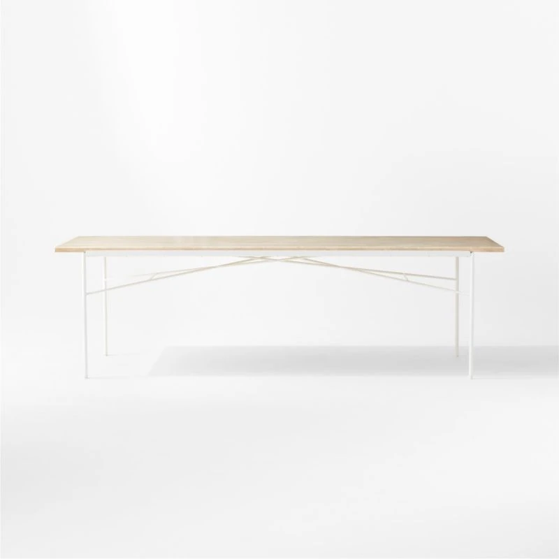 Pavilion Large Ivory Metal Outdoor Patio Dining Table With Travertine Top Model 6142 2 Pavilion Large Ivory Metal Outdoor Patio Dining Table With Travertine Top Model 6142 - Image 2