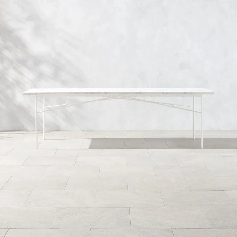 Pavilion Ivory Metal Outdoor Dining Table With Marble Top Large Model 6142 1 Pavilion Ivory Metal Outdoor Dining Table With Marble Top Large Model 6142