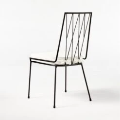 Pavilion Black Armless Outdoor Dining Chair With Ivory Sunbrella ® Cushion Model 6150 12 Pavilion Black Armless Outdoor Dining Chair With Ivory Sunbrella ® Cushion Model 6150 -Furniture Sales Store Pavilion6350IvArmlssDnCh3QBSSS21