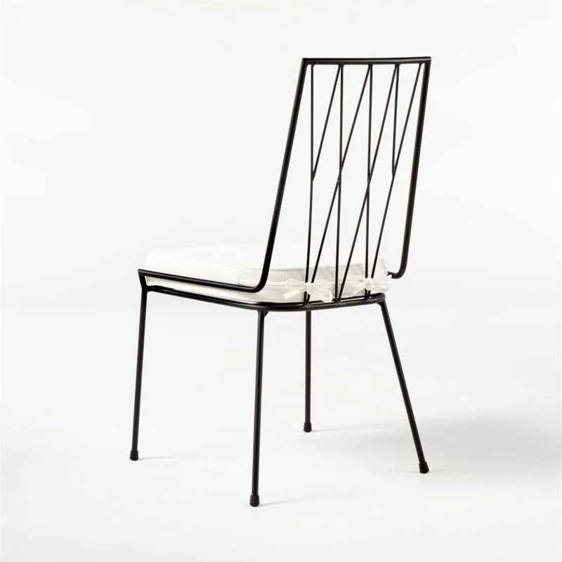 Pavilion Black Armless Outdoor Dining Chair With Ivory Sunbrella ® Cushion Model 6150 6 Pavilion Black Armless Outdoor Dining Chair With Ivory Sunbrella ® Cushion Model 6150 - Image 6