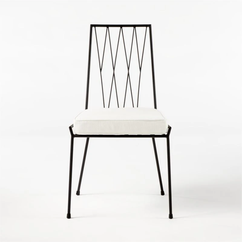 Pavilion Black Armless Outdoor Dining Chair With Ivory Sunbrella ® Cushion Model 6150 3 Pavilion Black Armless Outdoor Dining Chair With Ivory Sunbrella ® Cushion Model 6150 - Image 3