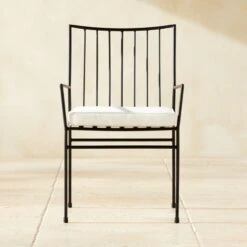 Pavilion Black Outdoor Dining Armchair With Ivory Sunbrella ® Cushion Model 6470