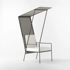 Pavilion Black Outdoor Cabana Chair With Sunbrella Cushion And Shade Model 6571 -Furniture Sales Store PavilionMd6530BkCbChrNSd3QSSS22