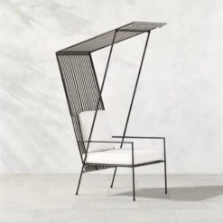 Pavilion Black Outdoor Cabana Chair With Sunbrella Cushion And Shade Model 6571