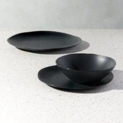 Pebble Matte Black Melamine Salad Bowl Set Of 4 -Furniture Sales Store PebbleMttBkMlmnDnnrwrGrpFHS21