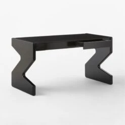 Perno 2-Drawer High-Gloss Black Oak Wood Desk -Furniture Sales Store PernoDesk3QAVSSS23