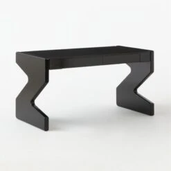 Perno 2-Drawer High-Gloss Black Oak Wood Desk -Furniture Sales Store PernoDesk3QSSS23