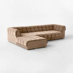 Pezzo 4-Piece L-Shaped Toffee Brown Velvet Sectional Sofa With Right Arm 7 Pezzo 4-Piece L-Shaped Toffee Brown Velvet Sectional Sofa With Right Arm -Furniture Sales Store Pezzo4PcBgVlvtRASect3QSSS23