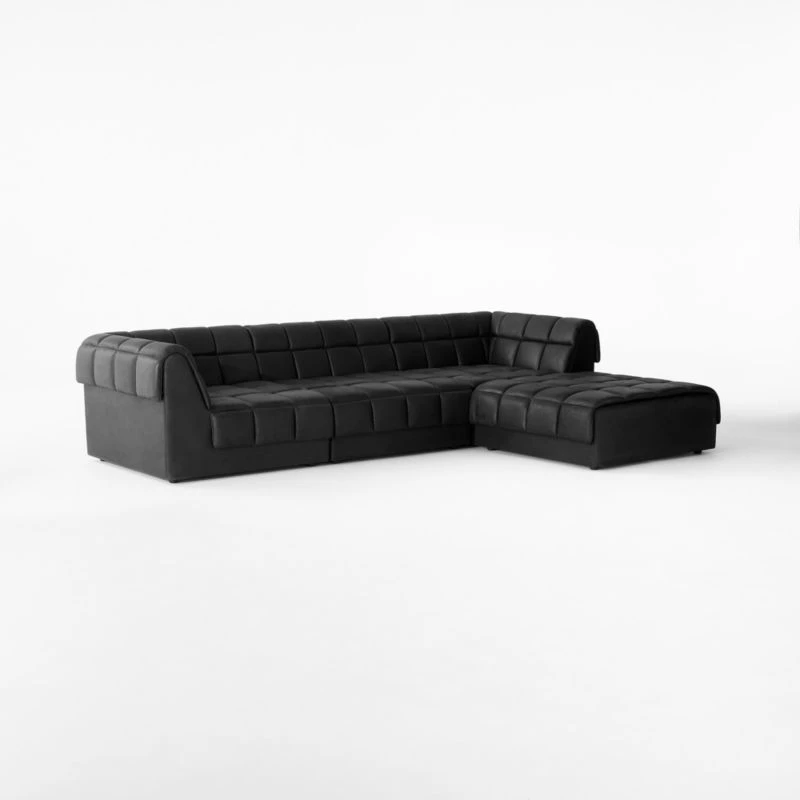 Pezzo 4-Piece L-Shaped Black Leather Sectional Sofa With Left Arm 3 Pezzo 4-Piece L-Shaped Black Leather Sectional Sofa With Left Arm - Image 3