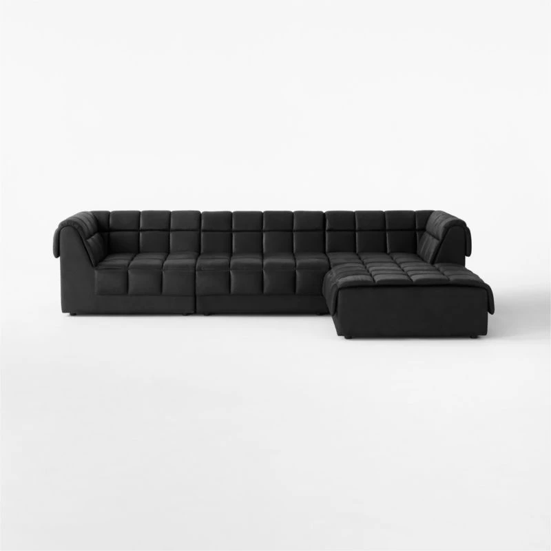 Pezzo 4-Piece L-Shaped Black Leather Sectional Sofa With Left Arm 2 Pezzo 4-Piece L-Shaped Black Leather Sectional Sofa With Left Arm - Image 2
