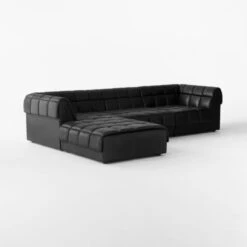 Pezzo 4-Piece L-Shaped Black Leather Sectional Sofa With Right Arm 8 Pezzo 4-Piece L-Shaped Black Leather Sectional Sofa With Right Arm -Furniture Sales Store Pezzo4PcBlkLthrRASect3QSSS23