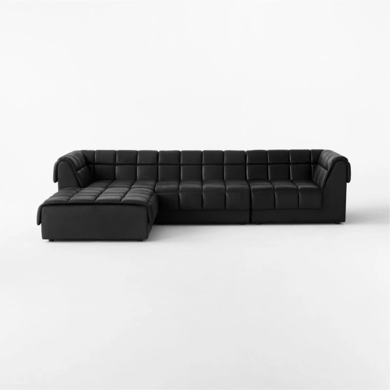 Pezzo 4-Piece L-Shaped Black Leather Sectional Sofa With Right Arm 2 Pezzo 4-Piece L-Shaped Black Leather Sectional Sofa With Right Arm - Image 2