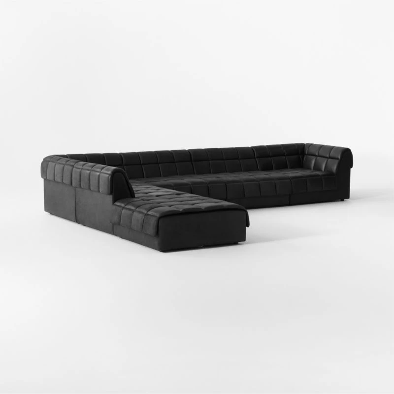 Pezzo 6-Piece L-Shaped Black Leather Sectional Sofa With Right Arm 3 Pezzo 6-Piece L-Shaped Black Leather Sectional Sofa With Right Arm - Image 3