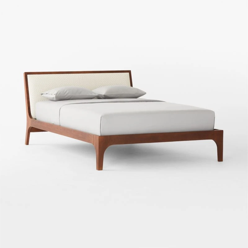 Pietro Woven Ivory Leather Queen Bed 3 Pietro Woven Ivory Leather Queen Bed - Image 3