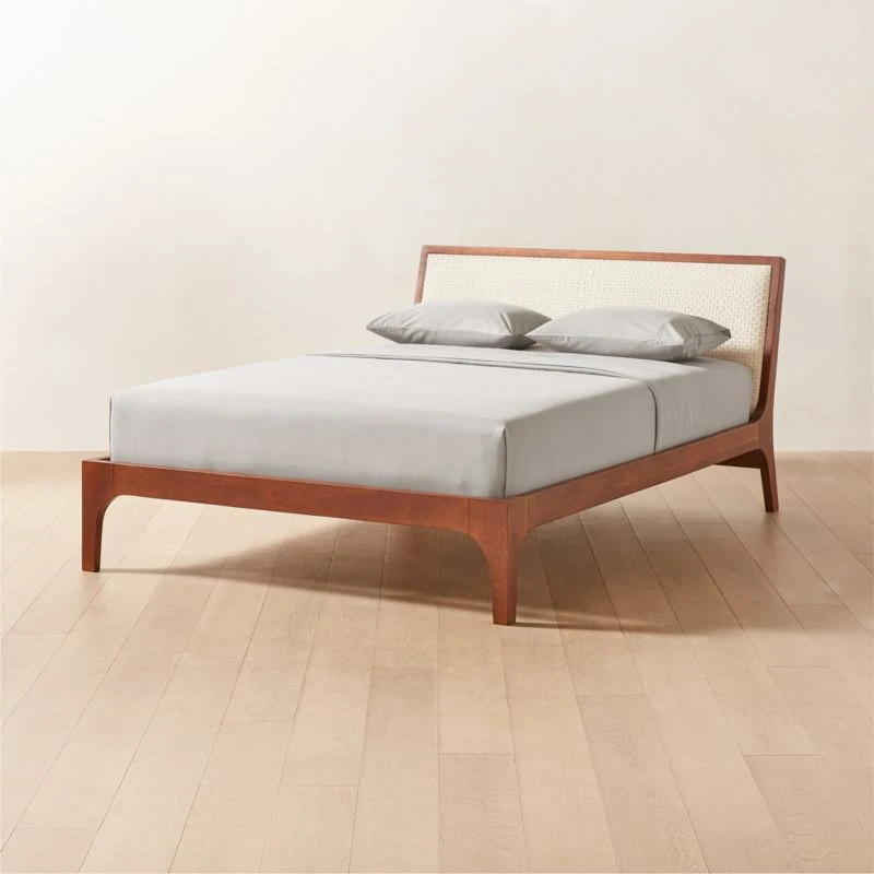 Pietro Woven Ivory Leather Queen Bed 2 Pietro Woven Ivory Leather Queen Bed - Image 2