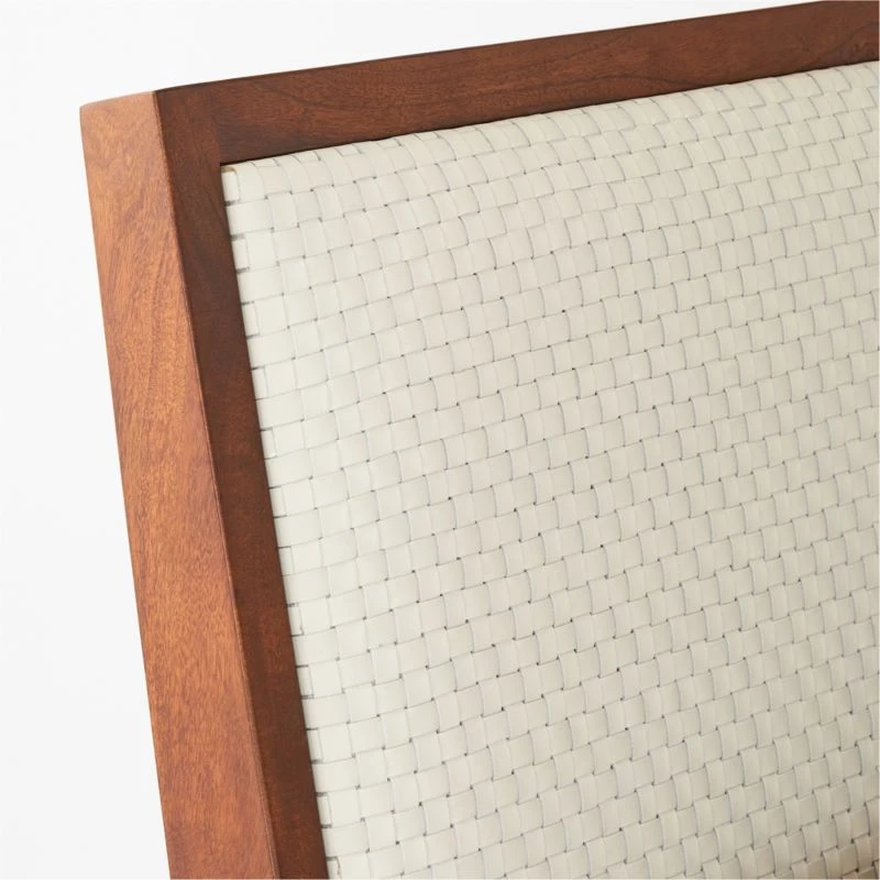 Pietro Woven Ivory Leather Queen Bed 6 Pietro Woven Ivory Leather Queen Bed - Image 6