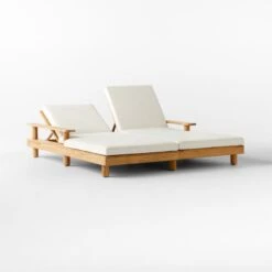 Pinet Teak Outdoor Double Chaise Lounge With Textured Ivory Perennials® Cushions 14 Pinet Teak Outdoor Double Chaise Lounge With Textured Ivory Perennials® Cushions -Furniture Sales Store PinetTeakDoubleChaiseAVSSS23
