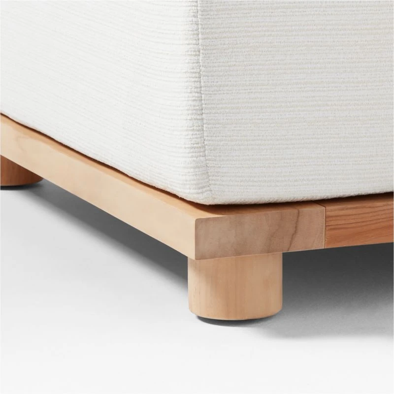 Pinet Teak Outdoor Ottoman With Textured Ivory Perennials® Cushion 5 Pinet Teak Outdoor Ottoman With Textured Ivory Perennials® Cushion - Image 5