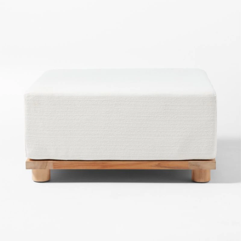 Pinet Teak Outdoor Ottoman With Textured Ivory Perennials® Cushion 3 Pinet Teak Outdoor Ottoman With Textured Ivory Perennials® Cushion - Image 3