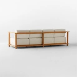 Pinet Teak Outdoor Sofa With Textured Ivory Perennials® Cushions Large -Furniture Sales Store PinetTeakXLSofa3QBSSS23