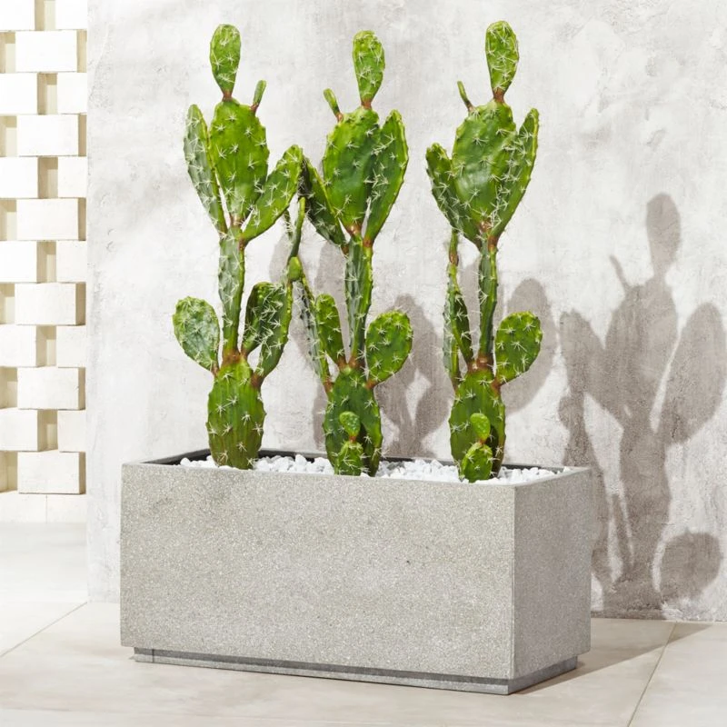 Playa Rectangular Grey Stone Indoor/Outdoor Planter Set Of 2 2 Playa Rectangular Grey Stone Indoor/Outdoor Planter Set Of 2 - Image 2
