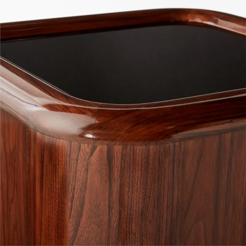 Plier High-Gloss Square Walnut Wood Side Table 4 Plier High-Gloss Square Walnut Wood Side Table - Image 4