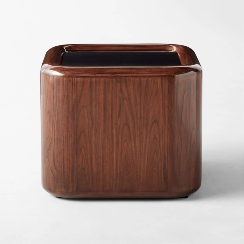 Plier High-Gloss Square Walnut Wood Side Table 2 Plier High-Gloss Square Walnut Wood Side Table - Image 2