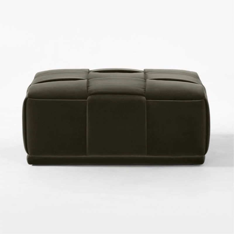 Pointe Black Velvet Ottoman 2 Pointe Black Velvet Ottoman - Image 2