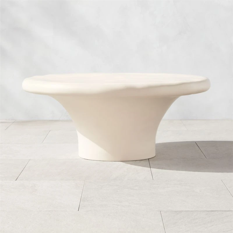 Pompeo Round Ivory Cast Resin Outdoor Coffee Table Large 1 Pompeo Round Ivory Cast Resin Outdoor Coffee Table Large