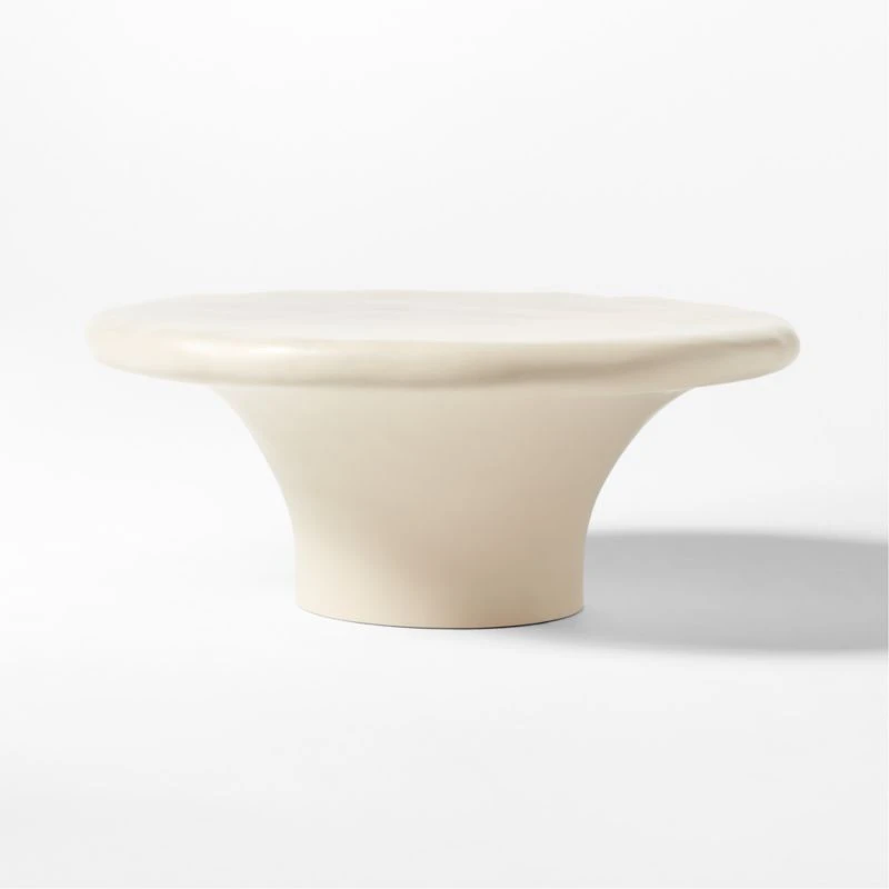 Pompeo Round Ivory Cast Resin Outdoor Coffee Table Large 4 Pompeo Round Ivory Cast Resin Outdoor Coffee Table Large - Image 4