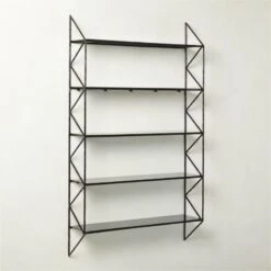 Ponte Black Metal Wall Mount Bookshelf Tall -Furniture Sales Store PonteHmrdRdTallBookcaseAV2SHS22