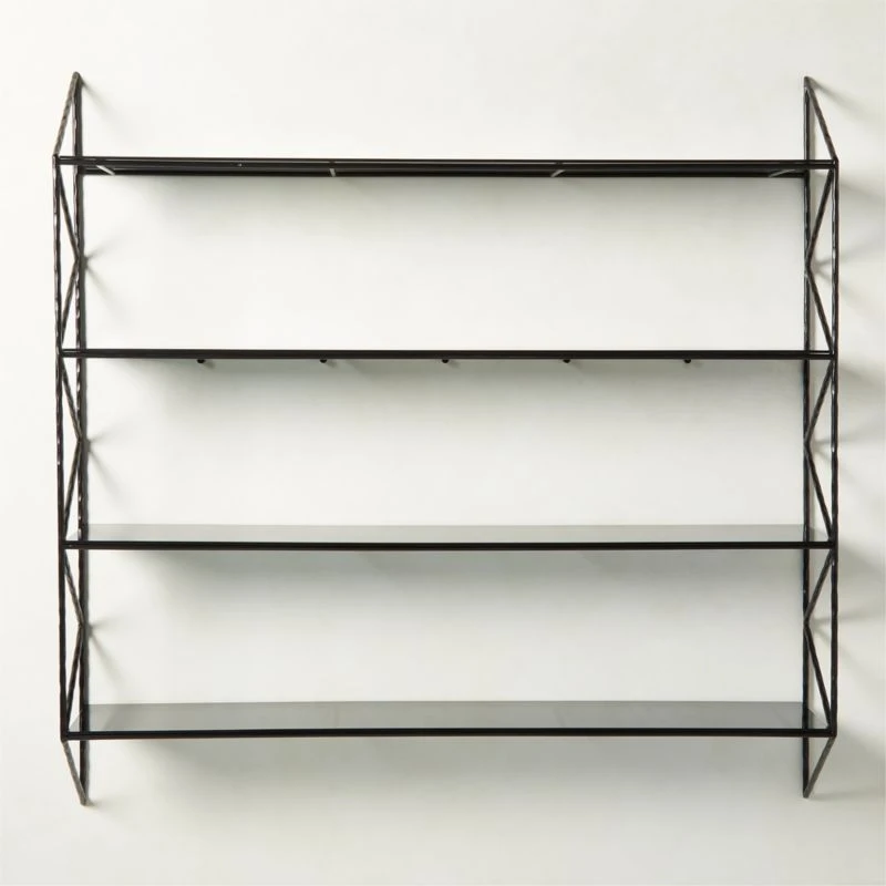 Ponte Black Metal Wall Mount Bookshelf Wide 2 Ponte Black Metal Wall Mount Bookshelf Wide - Image 2