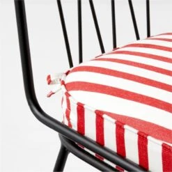 Pavilion Black Armless Outdoor Patio Dining Chair With Striped Sunbrella Cushion Model 6150 -Furniture Sales Store PvlnBkALDnChrWStdChM6150AVSSS22 1