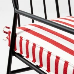 Pavilion Black Outdoor Dining Armchair With Striped Sunbrella ® Cushion Model 6470 Set Of 2 -Furniture Sales Store PvlnBkDnChrWStdChM6470AVSSS22 2