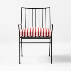 Pavilion Black Outdoor Dining Armchair With Striped Sunbrella ® Cushion Model 6470 Set Of 4 -Furniture Sales Store PvlnBkDnChrWStdChM6470SOSSS22 1