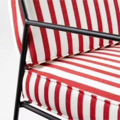 Pavilion Black Metal Outdoor Lounge Chair With Striped Cushion Model 6471 -Furniture Sales Store PvlnBkLngChrWSdChM6471AVSSS22