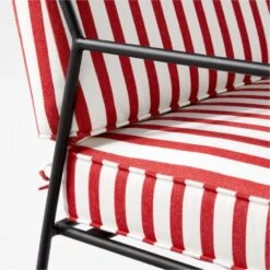 Pavilion Black Metal Outdoor Sofa With Striped Sunbrella Cushions Model 6490 -Furniture Sales Store PvlnBkSofaChrWSdChM6490AVSSS22