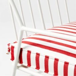 Pavilion Ivory Outdoor Dining Armchair With Striped Sunbrella ® Cushion Model 6470 Set Of 2 -Furniture Sales Store PvlnIvDngChrWStdChM6470AVSSS22 2