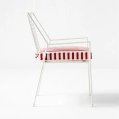 Pavilion Ivory Outdoor Patio Dining Armchair With Striped Sunbrella Cushion Model 6470 -Furniture Sales Store PvlnIvDngChrWStdChM6470SDSSS22 1