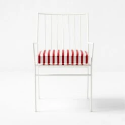 Pavilion Ivory Outdoor Dining Armchair With Striped Sunbrella ® Cushion Model 6470 Set Of 4 -Furniture Sales Store PvlnIvDngChrWStdChM6470SOSSS22